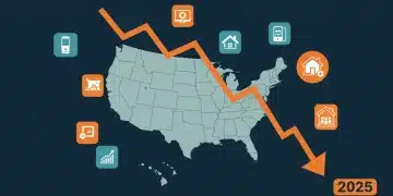 Forecast of daily deal price drops in the US for 2025, with a downward arrow signifying savings.