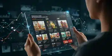 AI personalized digital weekly flyer on a futuristic tablet