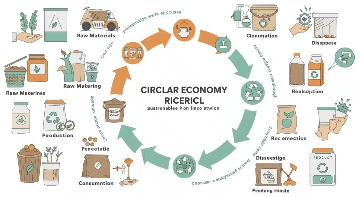 Circular economy illustration showing sustainability impact
