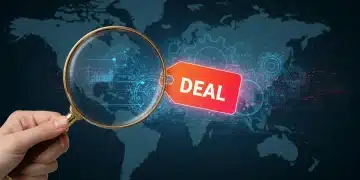 Complex algorithms powering daily deals in 2025, with a magnifying glass highlighting savings for US consumers.