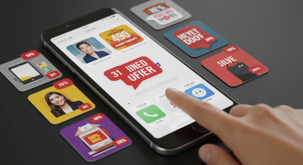 Smartphone displaying daily deal apps and notifications for limited-time offers.