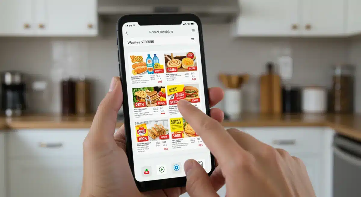 Digital weekly flyer on smartphone for grocery deals