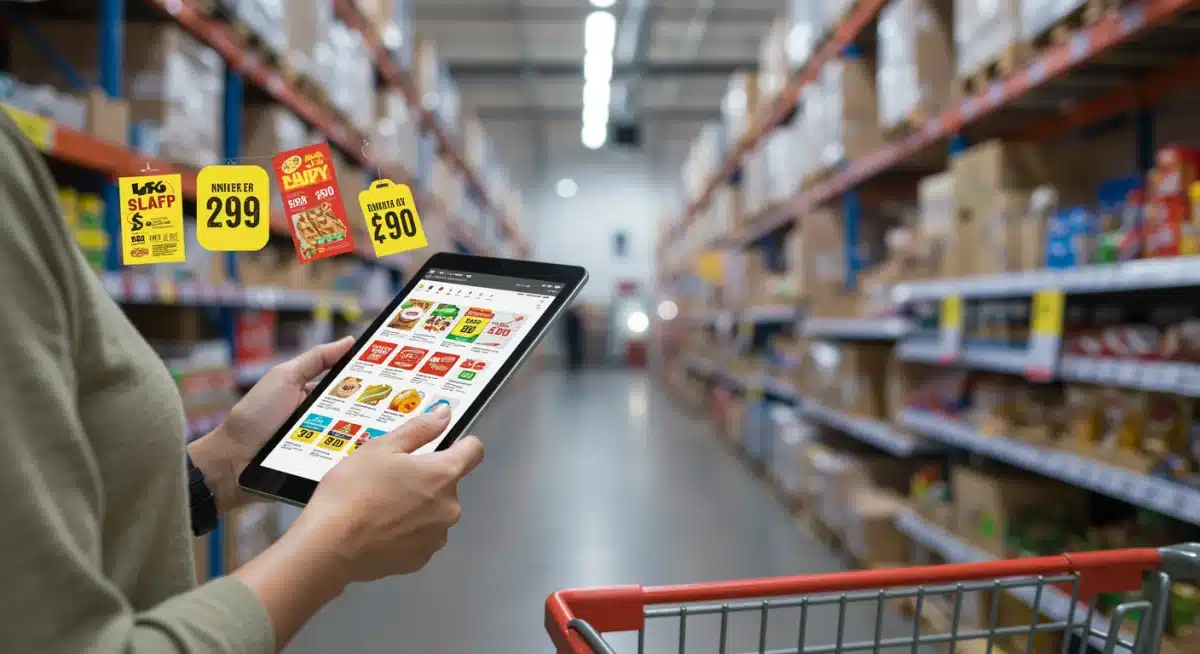 Consumer examining digital weekly flyer influenced by supply chain changes