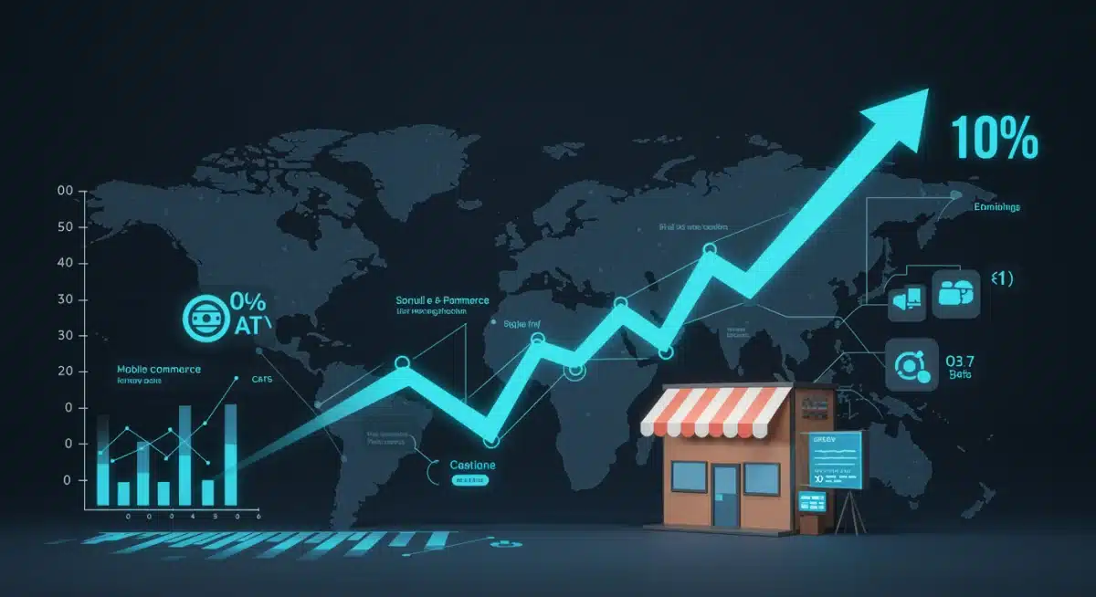Infographic depicting 10% annual e-commerce growth and market factors
