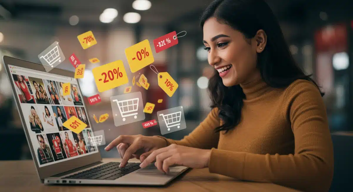 Online shopper actively participating in a time-sensitive flash sale event