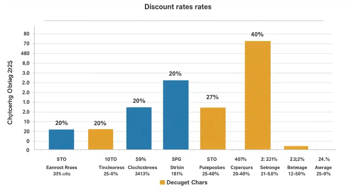 Bar chart showing Q1 2025 discount rates across top product categories