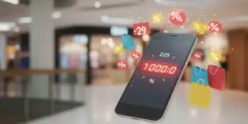Digital clock on phone with shopping bags, symbolizing urgent daily deals and savings