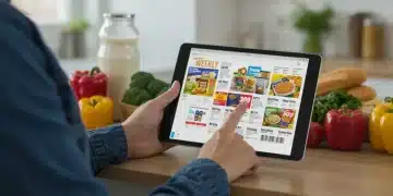 US consumer viewing digital weekly flyer on tablet